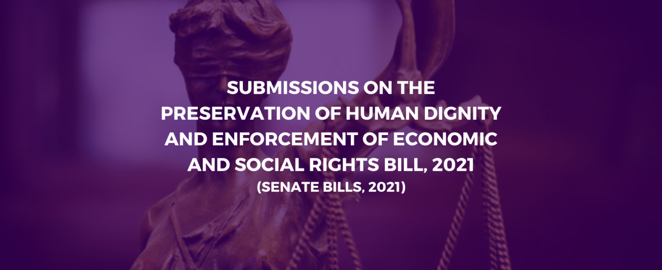 SUBMISSIONS ON THE PRESERVATION OF HUMAN DIGNITY AND ENFORCEMENT OF ECONOMIC AND SOCIAL RIGHTS BILL, 2021 (SENATE BILLS, 2021)