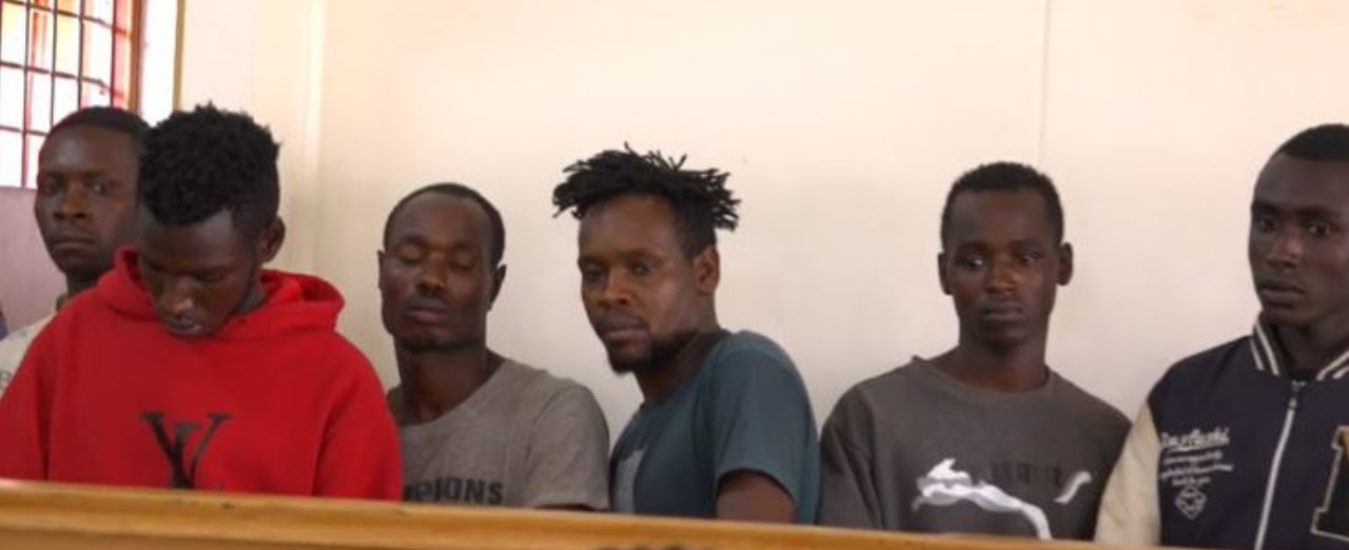 The seven suspects held for gang raping a woman in Bomet: Photo: Kenya Digital News.